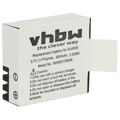 vhbw batería Compatible con Qumox Sport Camera DX 288812, DX 288813, SJ4000, SJ5000 cámara de vídeo, videocámara (900mAh, 3,7V, Li-Ion)