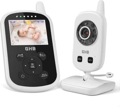 GHB Camara Vigilancia Bebe Vigilabebes con Camara Vigilancia Bebe con LCD 2.4" 950mAh Inteligente VOX Visión Nocturna
