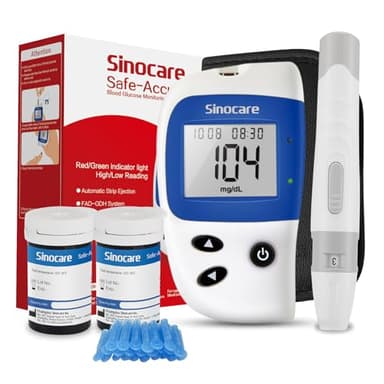 Sinocare Medidor de Glucosa, Sin ajuste de código, generación rápida de valores, almacenamiento de resultados, Control Diario de la Diabetes Modelo Accu2 (accu2 50 kit)