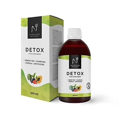 DETOX JARABE. Potente adelgazante y diurético natural. DETOX CLEANSER natural con sabor frutos rojos. 500ml. NATNATURA HEALTH & BEAUTY, 100% vegano y sin gluten.
