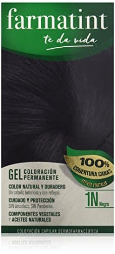 Farmatint Gel 1N Negro | Color Natural y Duradero | Componentes Vegetales y Aceites Naturales | sin Amoníaco | sin Parabenos | Dermatológicamente Testado, 135ml