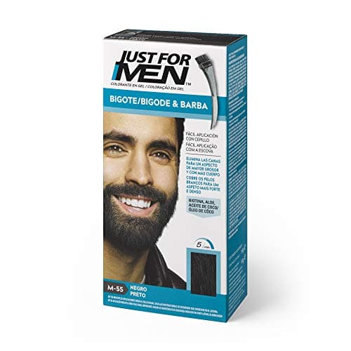 Just For Men Tinte Bigote Y Barba, Elimina Las Canas Para Una Apariencia Más Espesa Y Completa, Con Pincel Aplicador Incluido, Color Negro, M55