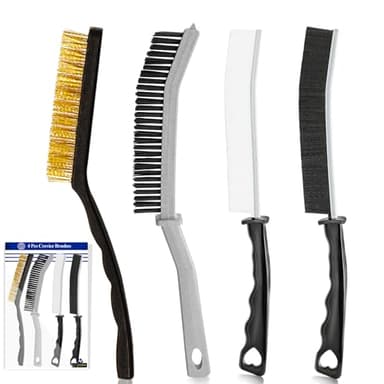 4 cepillos para Limpieza de Grietas (un Cepillo de Alambre, Tres cepillos Duros), cepillos de Limpieza Multiusos, cepillos para Limpieza de Ventanas, Cocina y baño (4 PCS)