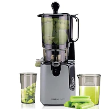 Charmline 100% sin BPA Licuadora Prensado en Frio, Tolva de Alimentación de 130mm Slow Juicer, Extractor de Zumos y Verduras, Extractor de Jugos y Verduras, 1,8L, 250W Eléctrico Exprimidor