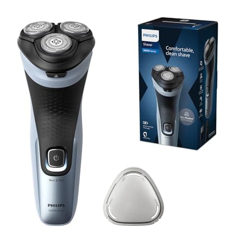 Philips Serie X3000 Afeitadora Eléctrica Hombre, Máquina de Afeitar Barba con Cortapatillas, 27 cuchillas, Cuida la piel, 45min de uso, En Seco y Húmedo, Recargable, X3053/00, Azul