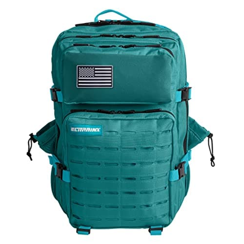 ELITRAINX V2 45L Mochila Táctica Repelente al Agua con Compartimento Zapatillas y Portatil, Cabina Avión Viajes, Cremallera Impermeable Oxford 1000D por ELITEX TRAINING (Turquesa)
