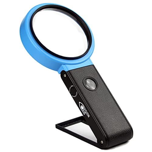 VISION AID Lupa de Manos Libres 30X con 21 Luces LED para Monedas, joyería, Manualidades, Hobby, Lupa de 40X, Lupa de Mano o con Soporte de Escritorio