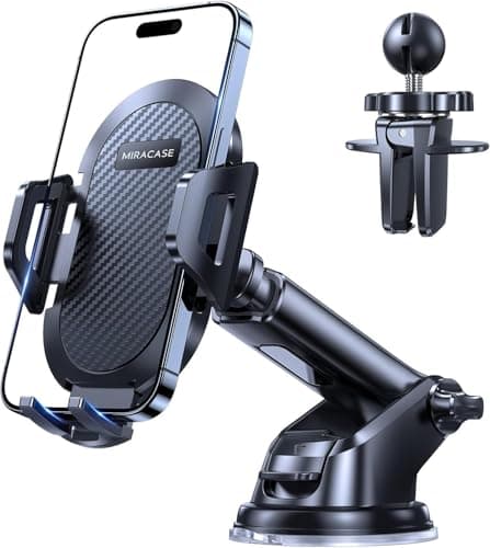 Miracase Soporte Móvil Coche 【Robusto y Seguro】, 3 en 1 Suporte Universal Telemovel Carro Ventosa &Salpicadero&Parabrisas, Compatible con iPhone 15 14 13 12 11 Pro MAX XS XR X, Galaxy