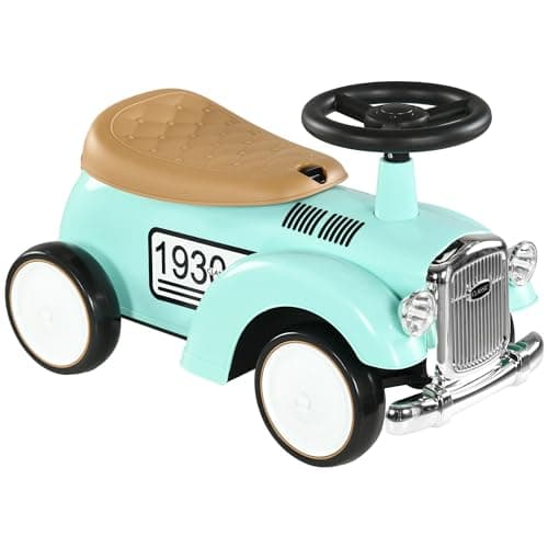 AIYAPLAY Correpasillos para Bebés de 12 a 36 Meses Coche sin Pedales con Bocina Compartimento de Almacenaje y Volante para Interior y Exterior 58x27x35 cm Verde Mint