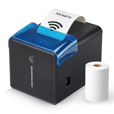 MUNBYN Impresora de Tickets WiFi, Impresora Termica Recibos, con Tapa oleófuga y antisalpicaduras, Puertos USB/LAN/Serial, Compatible con MacOS, Windows, Linux, Chromebook, iOS, Android