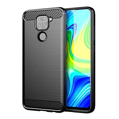 Max Power Digital Funda para móvil Xiaomi Redmi Note 9 Carcasa Protectora Antigolpes Silicona Negra Diseño Fibra de Carbono Resistente Absorción de Choque [Compatible Carga Inalámbrica]