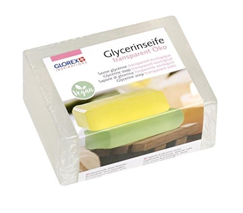 Glorex 6 1600 121 - Jabón de glicerina Eco jabón Transparente de Base Neutra para la Piel dermatológicamente Probado 100% Vegano Bloque de 500 g como Base para moldear jabón