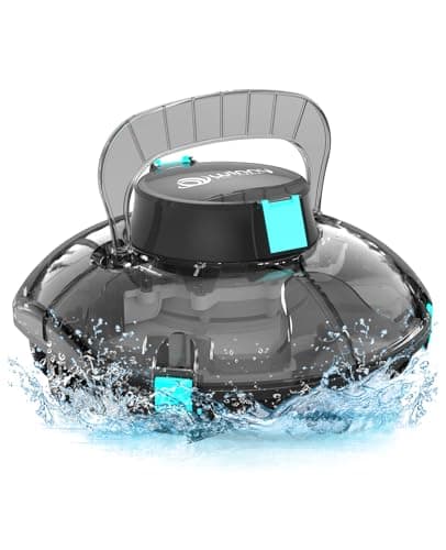 WINNY POOL CLEANER Winny 200 Limpiafondos Piscina, Inalámbrico Robot Limpiafondos Piscina, 75Min Autonomía, Piscinas Desmontables 60m², Doble Filtración, Estacionamiento Auto(Negro Transparente)