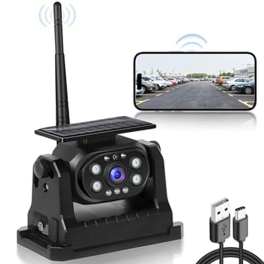 Hodozzy Cámara de visión Trasera Solar Inalambrica, Carga Solar, Base magnética Cámara Trasera Coche WiFi IP68 Impermeable & Gran Angular & Visión Nocturna para Camión RV Remolque