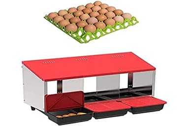 Ponedero de plastico, rojo, gallinas 3 departamentos