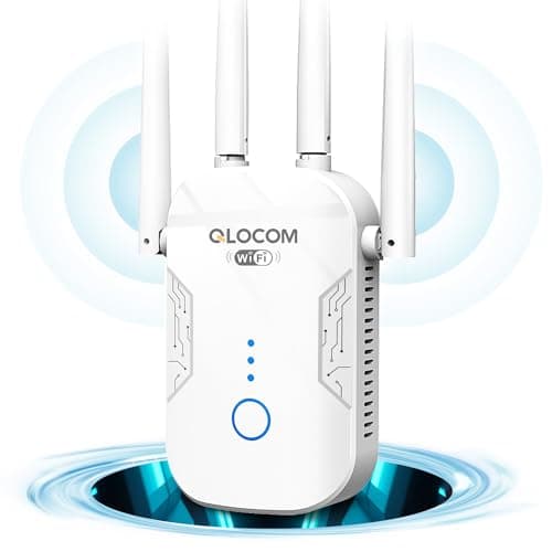 QLOCOM 2025 Nuevo Amplificador Señal WiFi 1200Mbps, Repetidor WiFi Largo Alcance Banda Dual 5GHz y 2.4GHz con WPS Botón, WiFi Booster Compatible con Todos los Routers