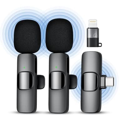 Qhot Micrófono Inalámbrico Solapa para iPhone iPad Android Ordenador, Mini Microfono Inalambrico para Movil, Portátil Micrófono para Grabación de Video, Youtube, TikTok, Vlog, Facebook