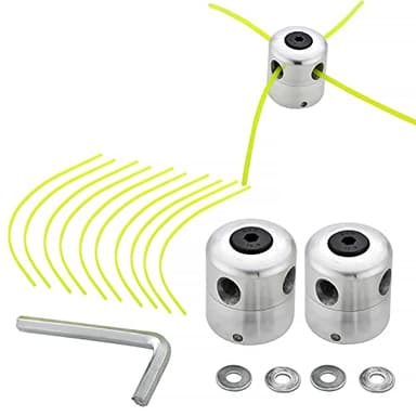 SWAWIS Aluminio Cabezal Desbrozadora Universal Cabezal Hilo Aluminio Cortacésped Duradero para Desbrozadora de Césped (2 Cabezales de Hilo + 10 Hilos)