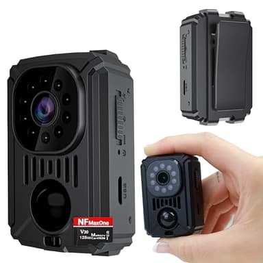 Mini Cámara Espía Oculta – Camara Vigilancia de Coche con Visión Nocturna y Detección de Movimiento, Funciona sin Internet, 11 Horas de Batería - Camara Vigilancia HD Sin Wifi, MicroSD 128GB