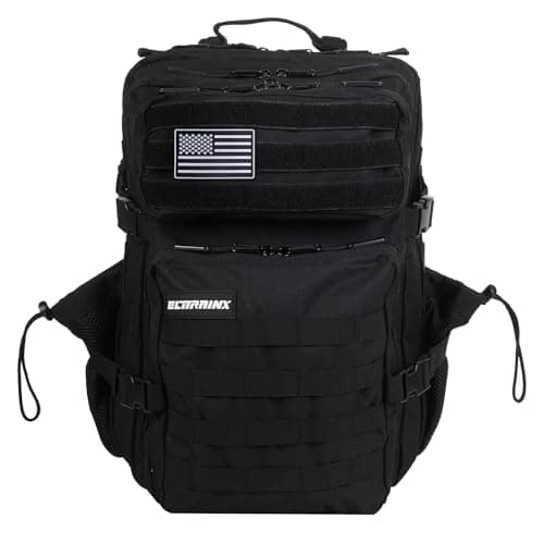 ELITRAINX Mochila 45L Compartimento Comidas Táctica Impermeable Deportes Aire Libre Deportes Gimnasio Portatil Oxford 600D (Negro)