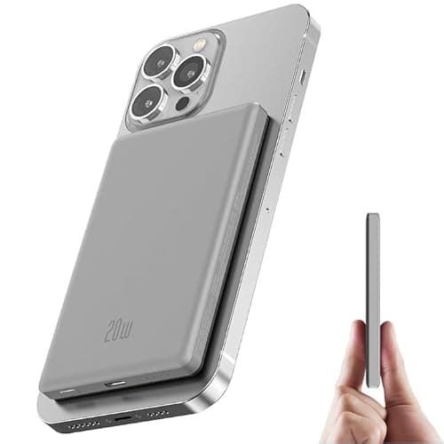 Power Bank para Magsafe,Ultra Slim Pequeño Bateria Externa Carga Rapida 5000mAh,20W PD Magnetic Bateria Portatil con Entrada y Salida USB C de High Speed Powerbank para iPhone 12 13 14 15 16 Pro Mini