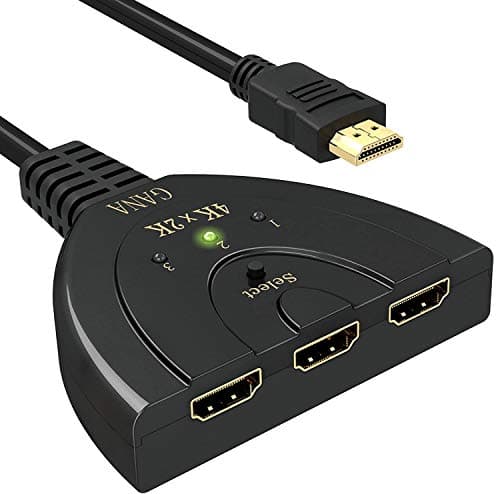 HDMI Switch 4K | GANA 3 Entradas 1 Salida Switch HDMI Splitter Soportes Full HD 3D Duplicador HDMI Conmutador para HDTV/PS3/4/5/Apple TV/Fire Stick/BLU-Ray DVD-Player Selectores de Audio y vídeo