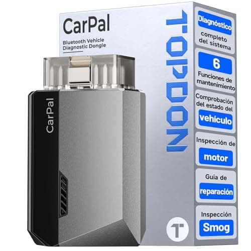 TOPDON Carpal-A OBD2 Diagnosis, Bluetooth Diagnosis Coche Multimarca,Diagnóstico de Todos los Sistemas, 6 Servicios Reset, AutoVIN, Smog Check, Guía de Reparación, Inspección del Motor