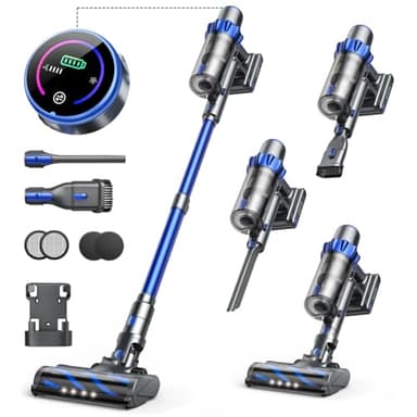 INTETURE Aspiradora Sin Cable Potente 450W/40Kpa/55 Mins Batería, Aspirador Sin Cable de Modo Automático,Pantalla Táctil, Cepillo Antienredo aspiradora para Mascotas,Suelos de Madera,Alfombras,Coche