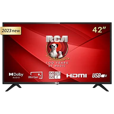 RCA iRB42F3 TV 42 Pulgadas (Televisores 106 cm), Dolby Audio, LED, HDMI, USB, Salida de Audio Digital, Triple sintonizador DVB-C/T2/S2, Ci+, Incluido Modo Hotel, 2023