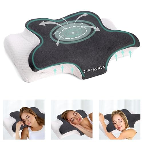 Zentaurus Almohada Cervical - Almohada ORTOPEDICA para CERVICALES - 60x40x12 - Almohada ERGONÓMICA - COJIN Cervical - Almohada 100% VISCOELASTICA para CERVICALES - Confort Y Soporte para Cuello