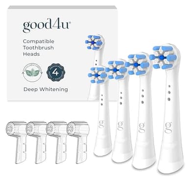 Good4u® - Recambios Compatibles con Cepillo Oral B iO, Pack de 4 Cabezales Cepillo Eléctrico con Fundas de Alta Precisión, Para Limpieza Dental Profesional (Blanco)