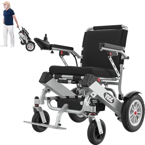 VOCIC V62 Silla de ruedas electrica plegable ligera-25KG,25KM Sillas de ruedas de doble batería 136KG,Aluminio electric wheelchair para todos los terrenos,Aprobado por la aerolínea|Garantía de 5 años