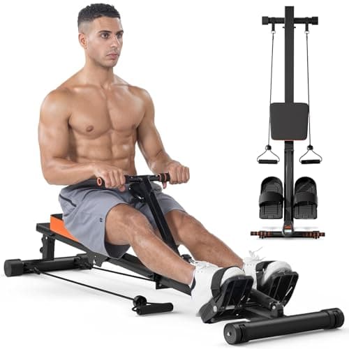 Dskeuzeew Máquina de Remo para el hogar, máquina de Remo Plegable, Dispositivo de Fitness para Cardio y Entrenamiento de Fuerza, Pantalla LCD para Entrenamiento en casa, Capacidad de Peso de 120 kg,