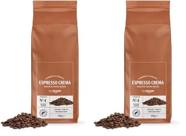 by Amazon - Café en grano entero, tueste claro, Espresso crema - Certificado Rainforest Alliance, 500g, paquete de 2, (anteriormente marca Happy Belly)