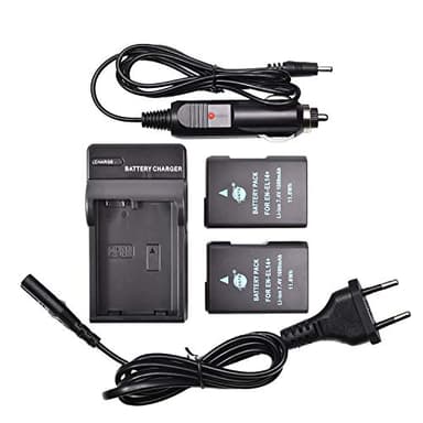 DSTE 2-Pieza Recargable Batería + Viaje Cargador Compatible con Nikon EN-EL14 EN-EL14A DF D3100 D3200 D3300 D3400 D3500 D5100 D5200 D5300 D5500 P7000 P7100 P7200 P7700 P7800