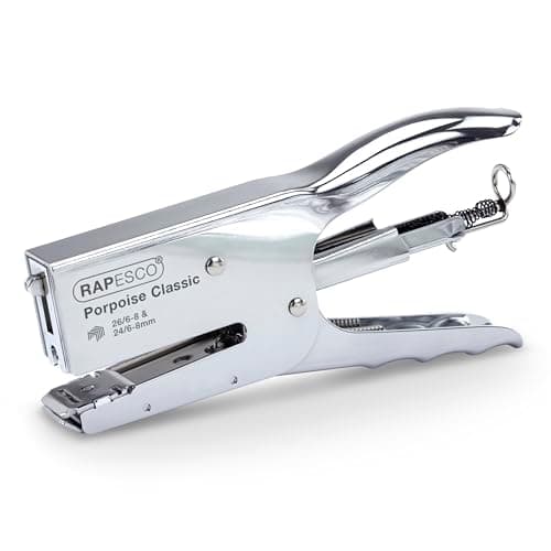 Rapesco R81000A3 Porpoise Grapadora Clásica de Tenaza, Capacidad para 45 Hojas, Cromo