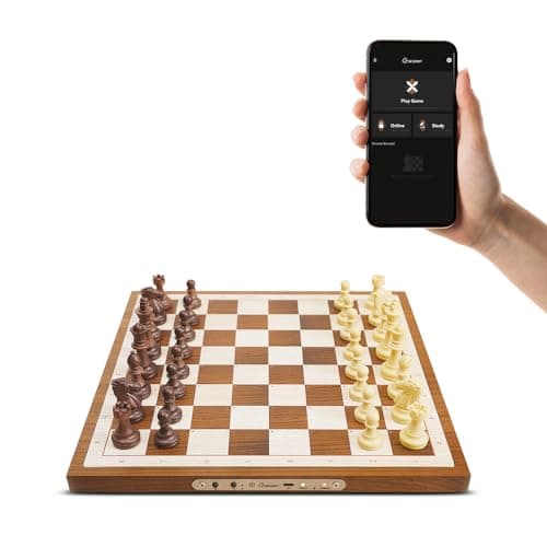 Chessnut Air Electronic Chess Set, un magnífico Tablero de ajedrez de Madera Hecho a Mano con Reinas adicionales, Luces LED, Juego electrónico adaptativo con Inteligencia Artificial y aplicación.