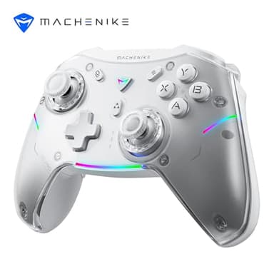 Machenike G5 Pro Mando PC Inalambrico for Windows PC,Switch,IOS&Android,Mando para PC,Hall Effect Joystick＆Triggers/Gyroscope,RGB Lights (Blanco)
