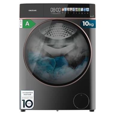 Cecotec Lavadora 10 Kg Carga Frontal Bolero DressCode 10900 Inverter FullColor Steel A. 1400RPM, Bajo Consumo, Pantalla FullColor 10,3", 11 Programas, Motor Inverter Plus, Limpieza Vapor