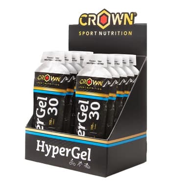 Crown Sport Nutrition HyperGel 30 Hydro (Neutro sin cafeína), gel energético tipo Hydro con un plus de sodio y 30 gramos de hidratos de carbono
