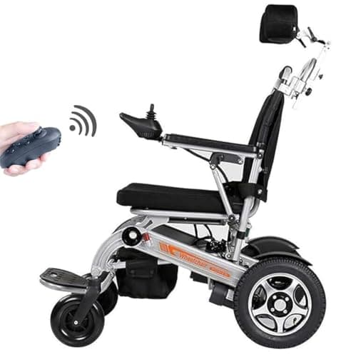PXOCDEO Silla de Ruedas Eléctrica Plegable con Función de Plegado Automático Remoto Plegable para Personas Mayores Discapacitadas, Batería de 20 Ah