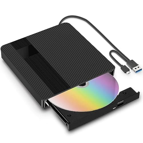 BNEHHOV Reproductor DVD Disquetera Externa USB Lector CD Externo Externa Portátil USB 3.0 Tipo C Unidad de CD Externa Plug and Play Ruido Bajo Externa Drive para Mac Windows PC Portátil