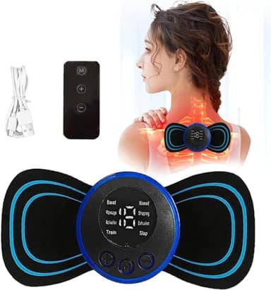 Mini Masajeador de Cuello y Cervicales, 8 Modos y 19 Intensidades Masajeador de Cuello Eléctrico, Estimulador para Alivio del Dolor de Cuello, Espalda y Otras Partes del Cuerpo