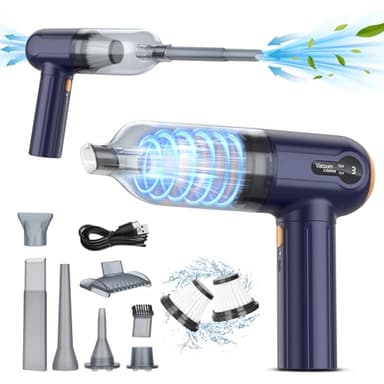 Aspirador De Mano, 15000 Pa Potente Aspiradora Coche, 4 En 1 Aspirador Y Soplador De Polvo Ligero, Pantalla Led, Mini Aspirador Recargable Por Usb Para Coche, Hogar Y Limpieza De Pelo De Mascotas