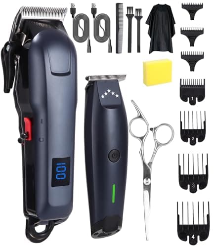 Maquina Cortar Pelo Profesional, Cortadora de Pelo Hombre Kit con LED, Recargable USB Maquina de Cortar Pelo Hombre, Cortapelos Profesional