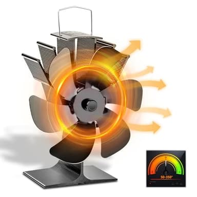 KAEFUYS Ventilador Estufa Leña Ventiladores para Chimeneas con 6 Aspas Energía Térmica Circulación de Aire Caliente Funcionamiento Silencioso Ventilador no Eléctrico para Estufa de Leña/Gas/Pellets