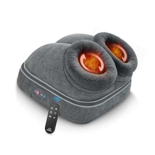 Snailax Shiatsu masajeador de pies con calor, masajeador de pies eléctrico con masaje amasador 2 en 1, calentador de pies para relajación con mando a distancia, regalos para mujeres/hombres