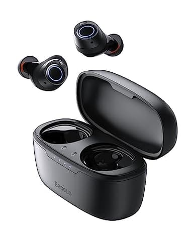 Baseus Auriculares Inalambricos Bluetooth 5.3 con Cancelación Ruido Activa Híbrida -48dB, 140H de Reproducción, Resistente al Agua IPX6, 4 Micrófonos ENC, Baja Latencia 0,038s - Bowie MA10