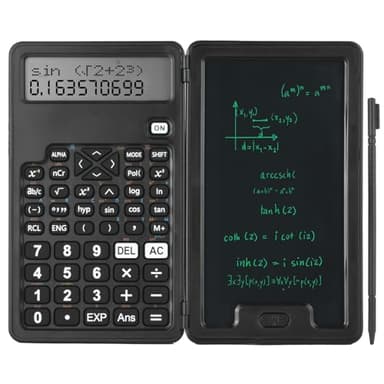 OFFCUP Calculadora Científica de Ingeniería con 5" LCD Tableta de Escritura, Calculadora Estándar 2 en 1 con Pantalla de 2 Líneas y 240 Funciones, Calculadora Plegable para Oficina Escolar