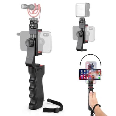 Zeadio Estabilizador inalámbrico para Smartphone, Agarre de Mango de Video de vlogging, con Soporte de Abrazadera y Obturador Remoto para iPhone y teléfono Android y Otros teléfonos Inteligentes